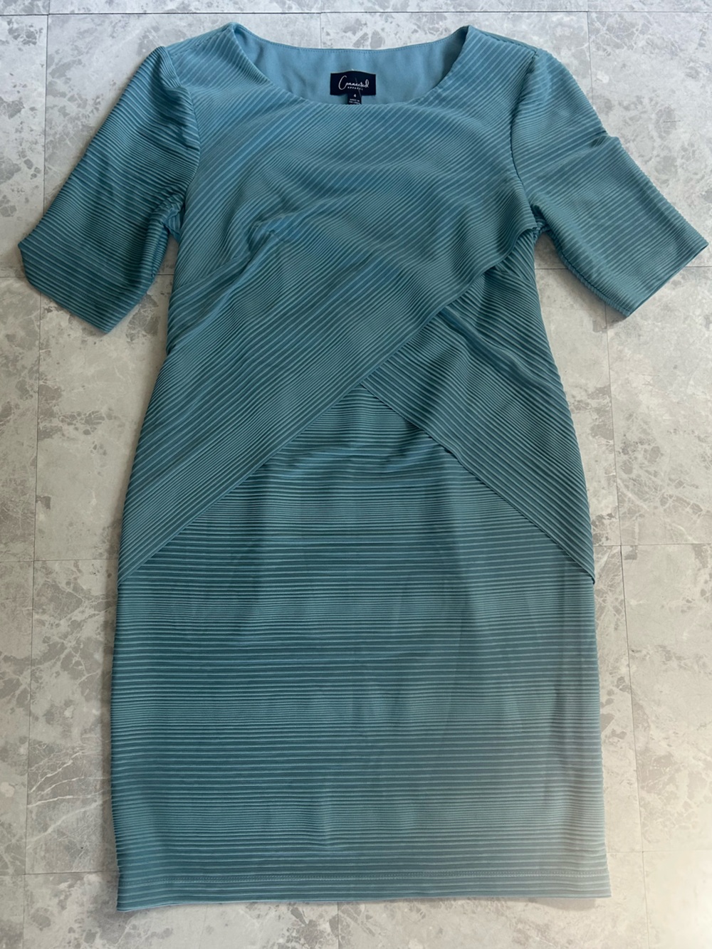 connected apparel Teal Ribbed Sheath Dress